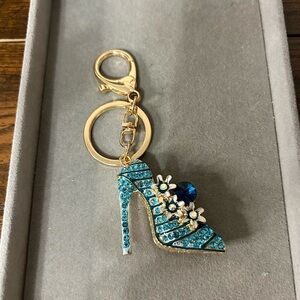 Blue and Gold High Heel Keychain